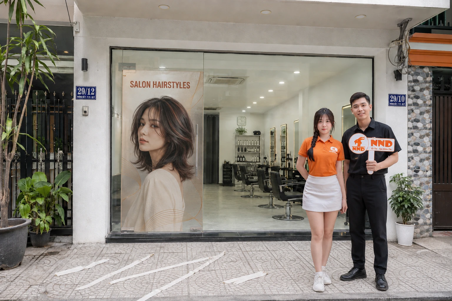Cửa kính salon nữ sau khi dán decal bộ 2