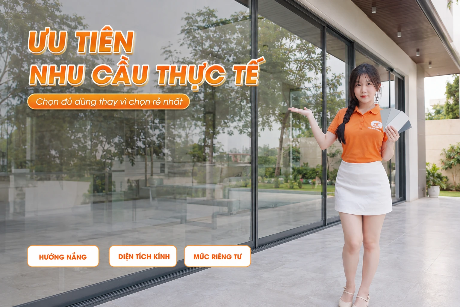 Tư vấn chọn phim cách nhiệt theo hướng nắng diện tích kính và mức riêng tư
