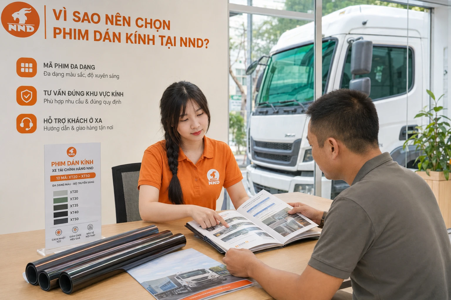 Công trình xe tải dán phim cách nhiệt do NND thi công thực tế