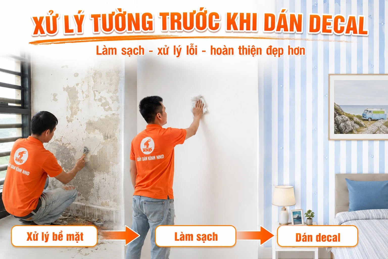 Cách xử lý tường trước khi dán decal dán tường