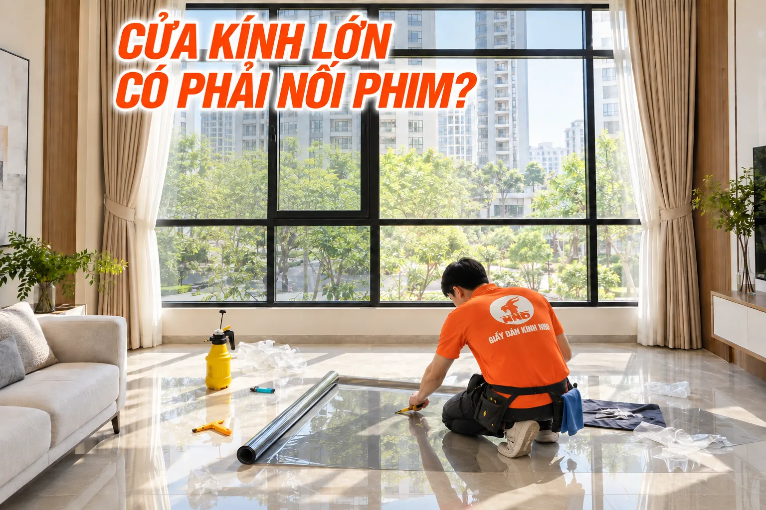 Cửa kính lớn có cần nối phim cách nhiệt khi thi công không
