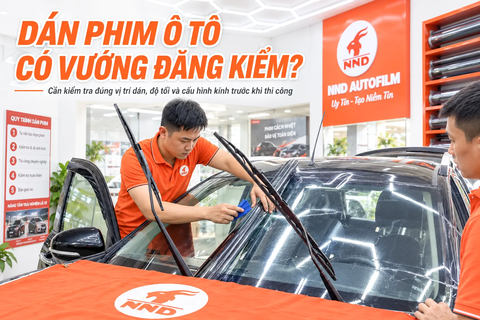 Dán phim cách nhiệt ô tô có ảnh hưởng đăng kiểm - NND kiểm tra kính lái trước thi công