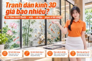 Báo giá tranh dán kính 3D theo kích thước mẫu vật liệu và phạm vi thi công