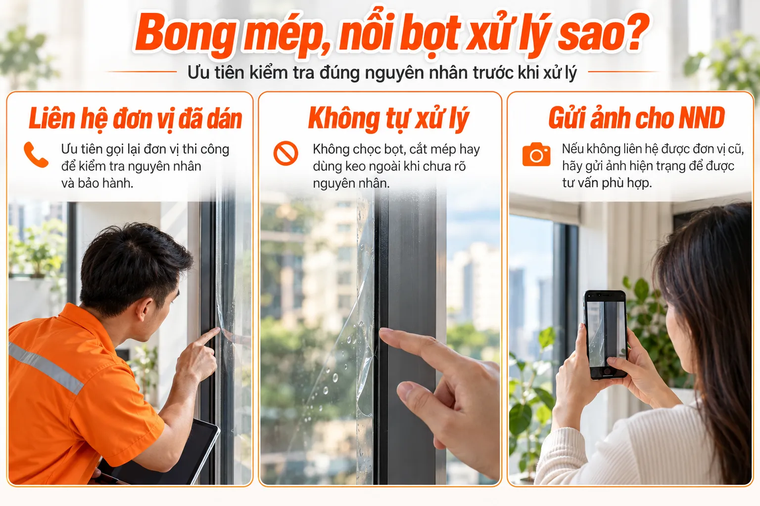 Cách xử lý phim cách nhiệt bị bong mép nổi bọt sau khi sử dụng