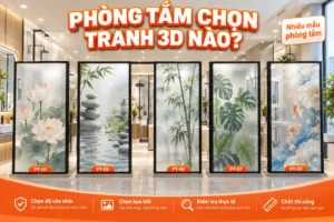 Các mẫu tranh dán kính 3D phù hợp cho phòng tắm hiện đại