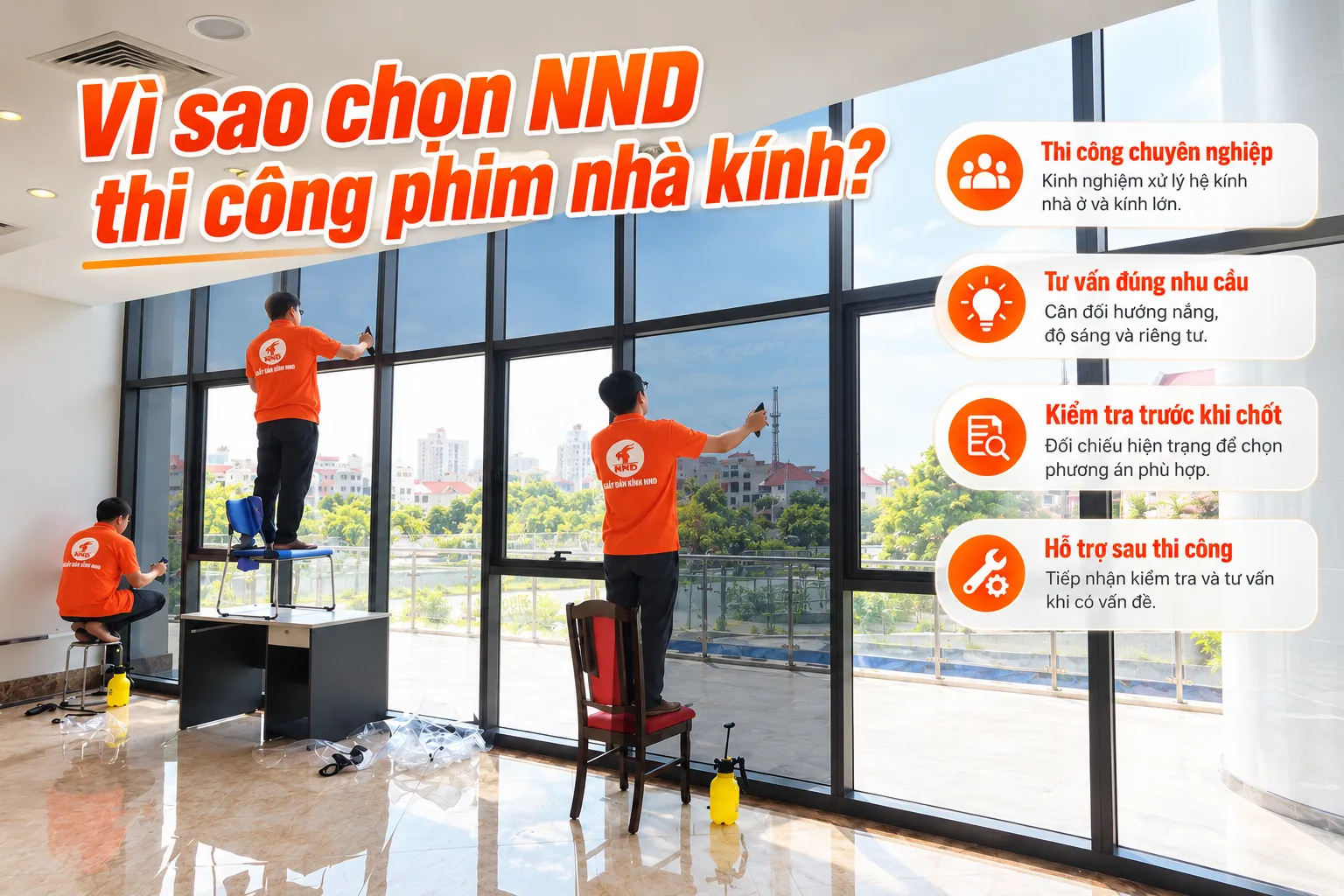 NND thi công và hỗ trợ kiểm tra phim cách nhiệt nhà kính