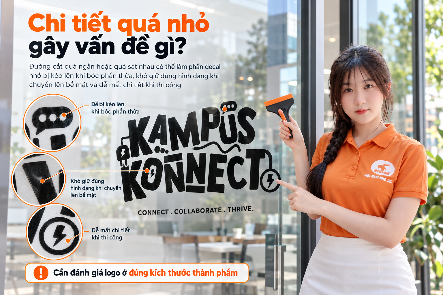 Chi tiết logo quá nhỏ có thể gây khó khi cắt và bóc decal