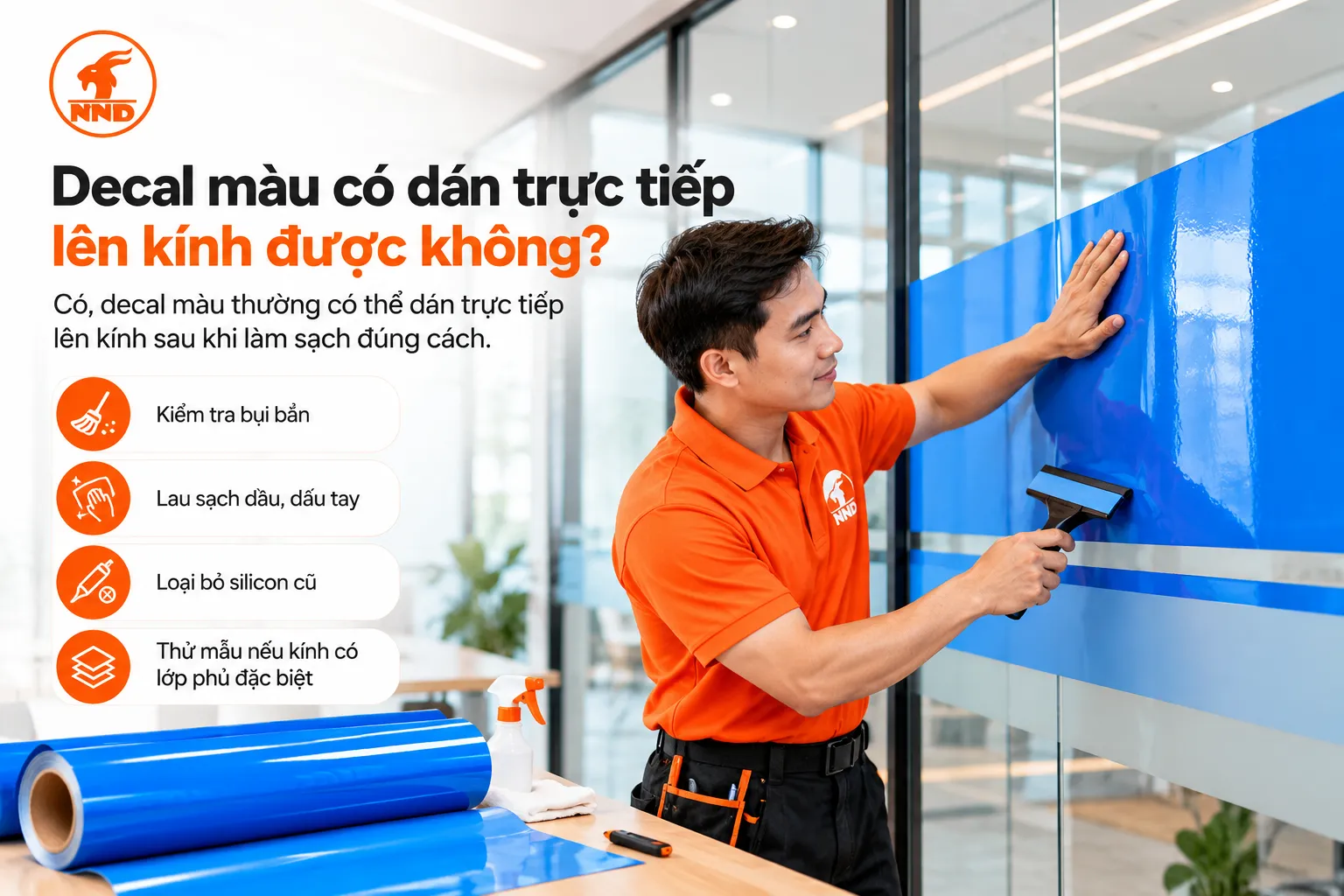 Decal màu dán trực tiếp trên bề mặt kính phẳng