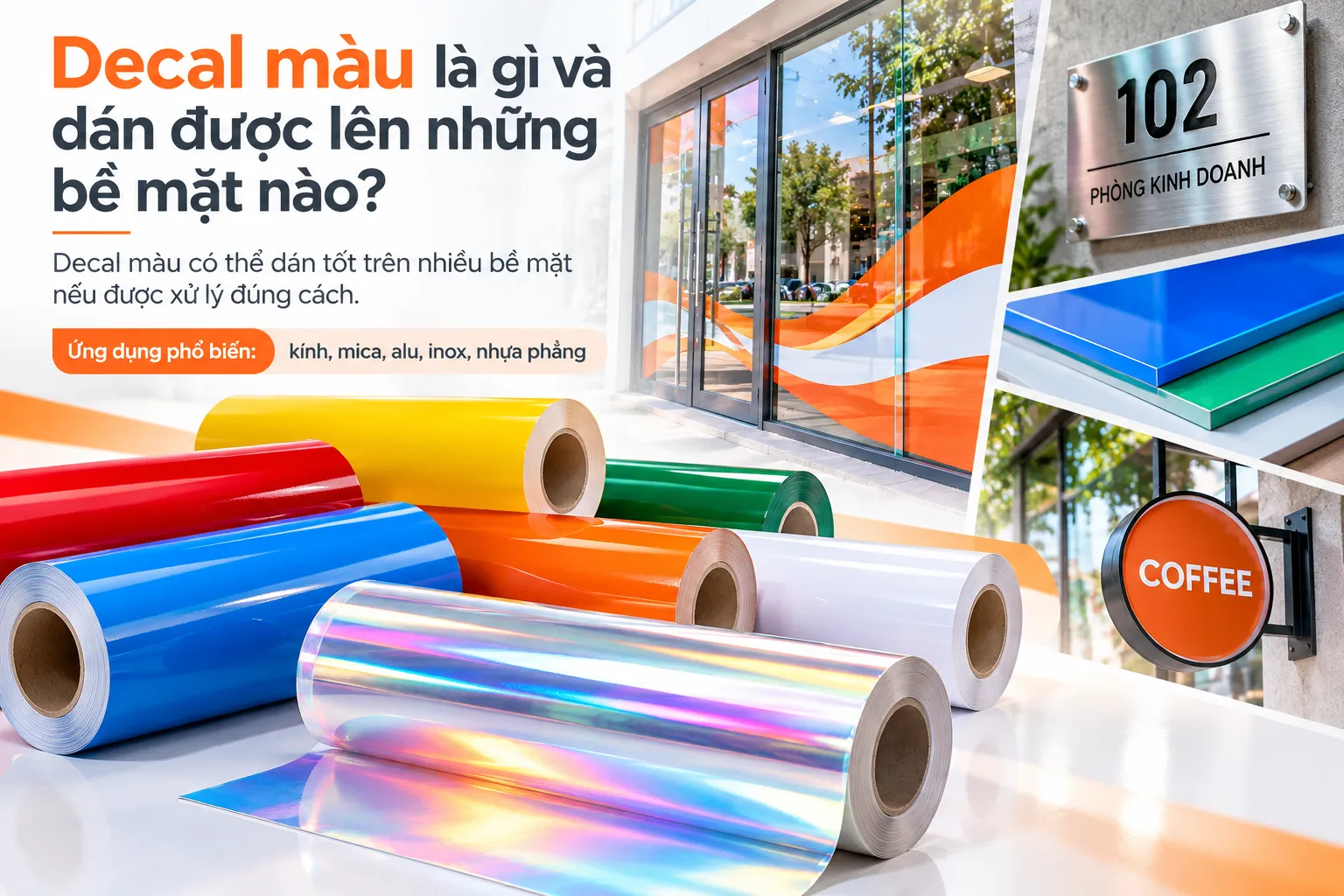 Decal màu dán trên kính, tường và bề mặt nội thất