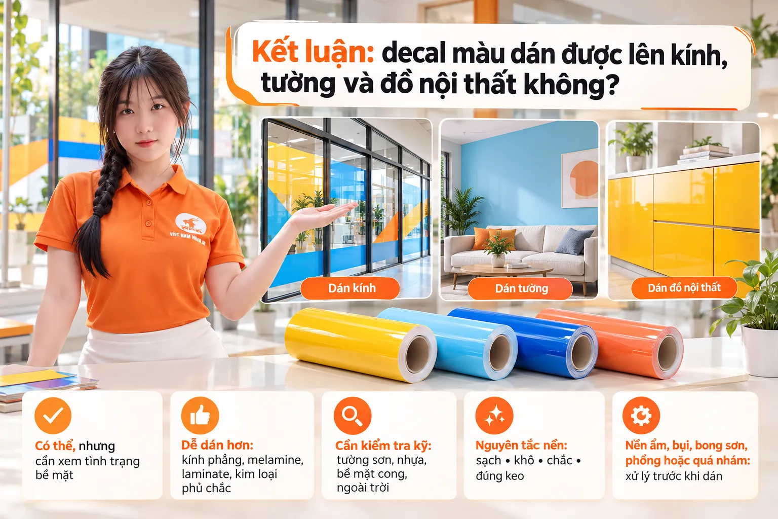 Tổng kết các bề mặt phù hợp để dán decal màu