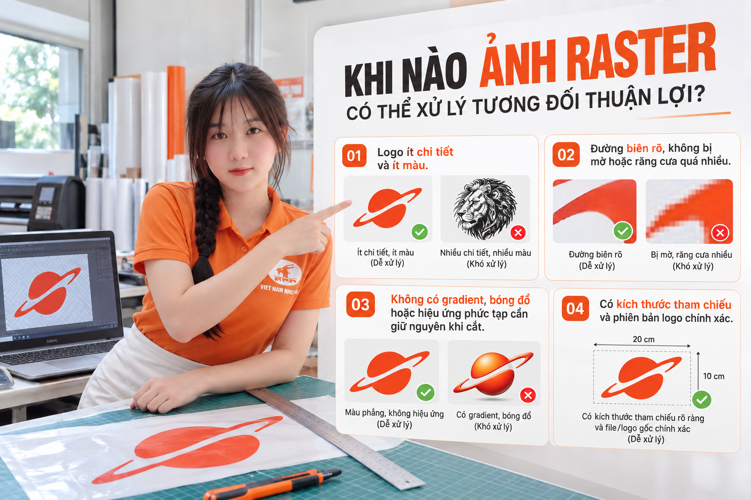 Ảnh raster rõ nét có thể được kiểm tra để vector hóa logo