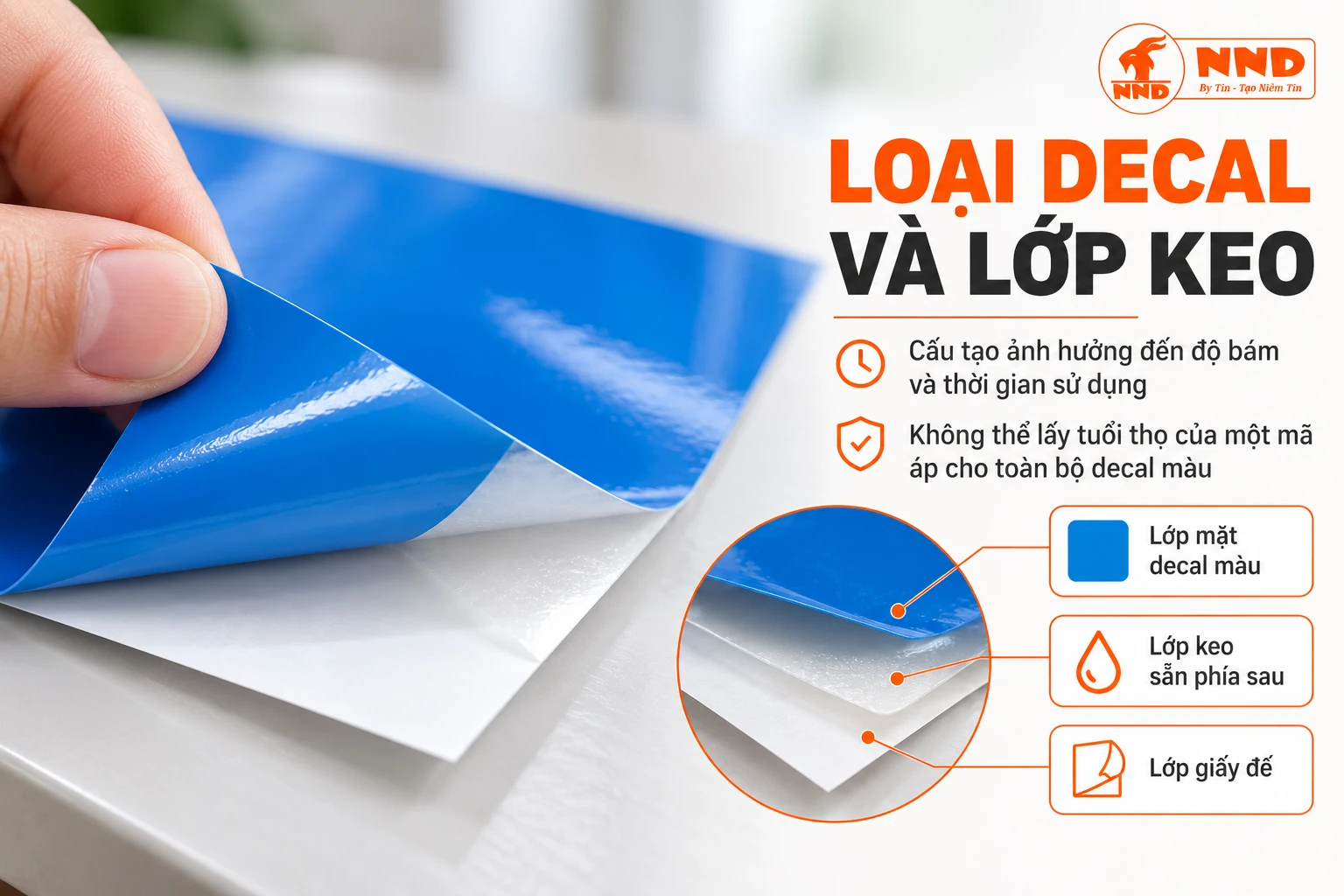 Loại decal và lớp keo ảnh hưởng đến độ bền sử dụng