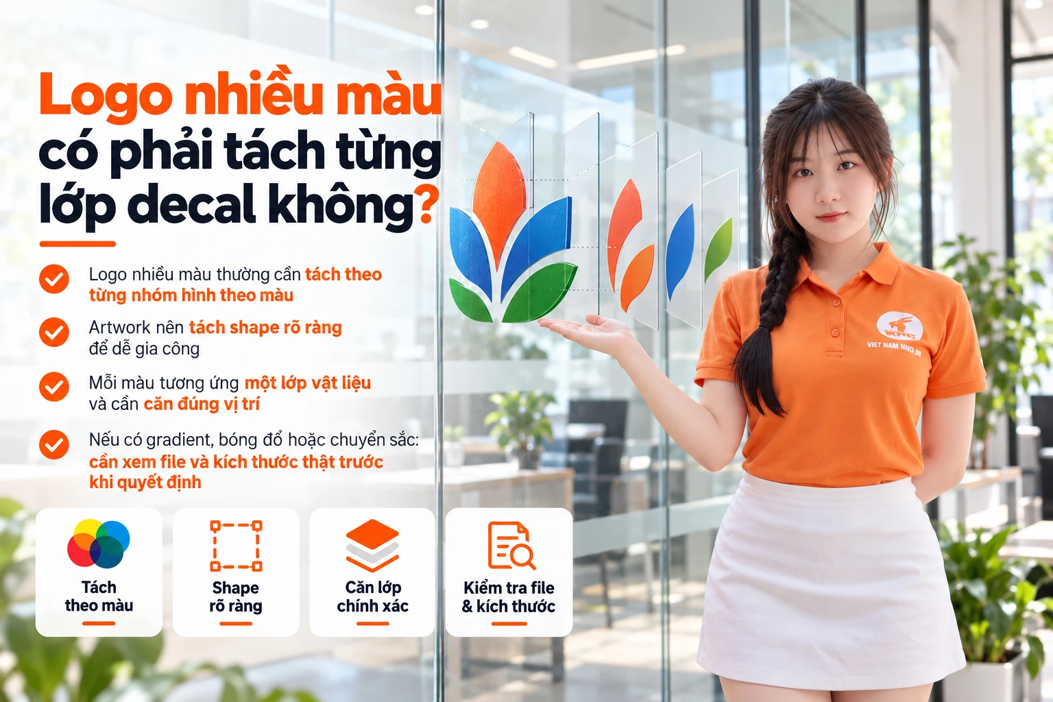 Logo nhiều màu cần tách lớp decal theo từng nhóm màu