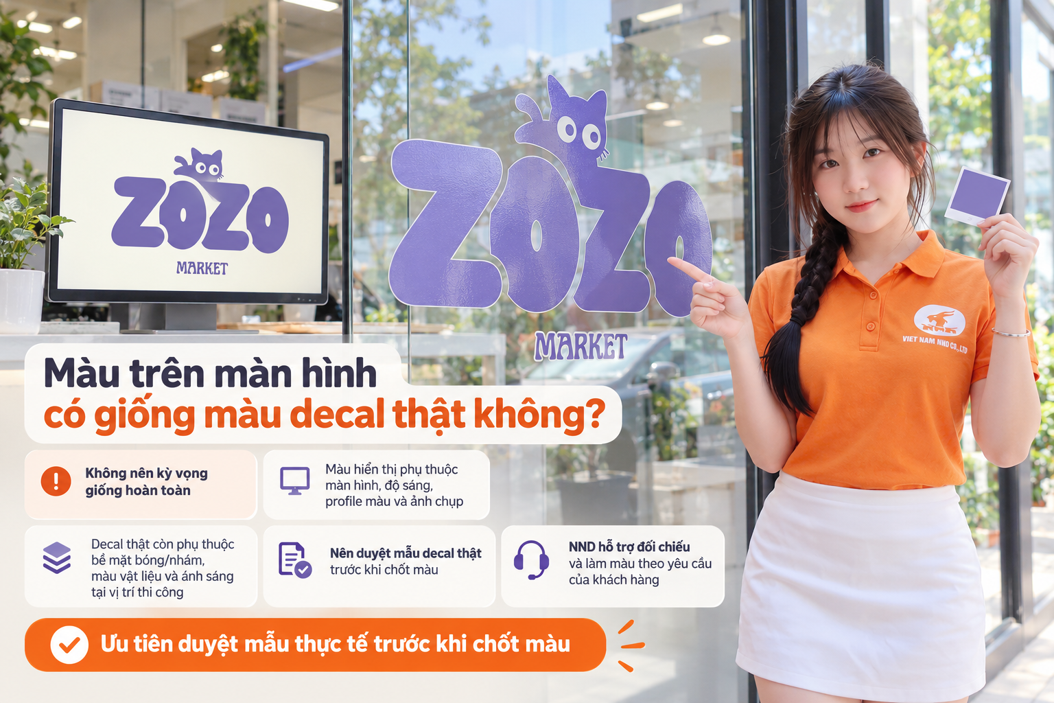 Màu trên màn hình có thể khác màu decal thật