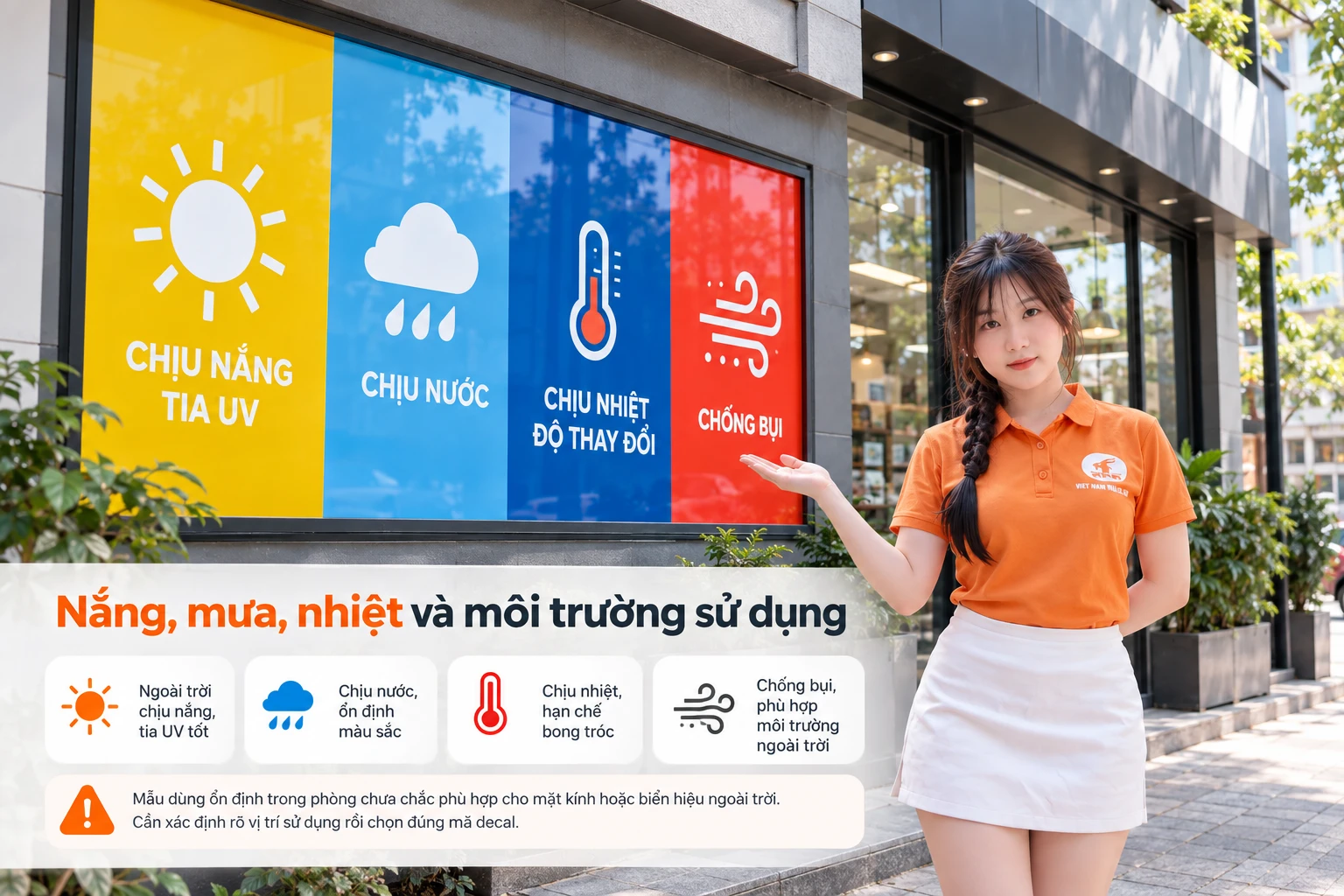 Nắng mưa và nhiệt độ ảnh hưởng tuổi thọ decal ngoài trời