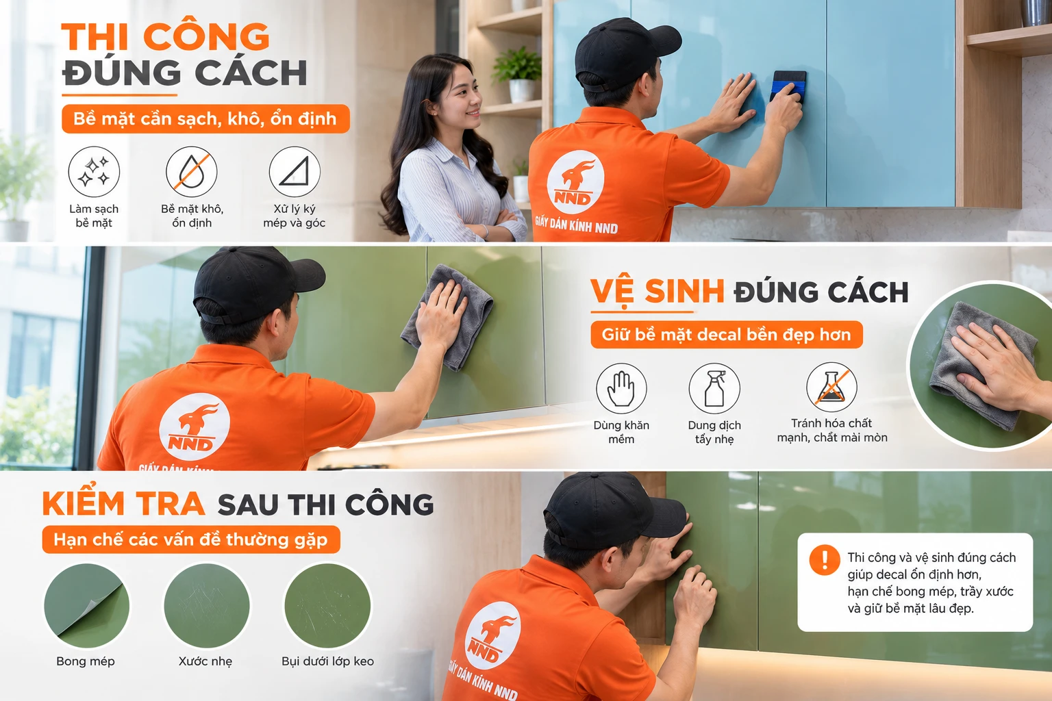 Thi công đúng cách giúp giảm nguy cơ bong mép decal