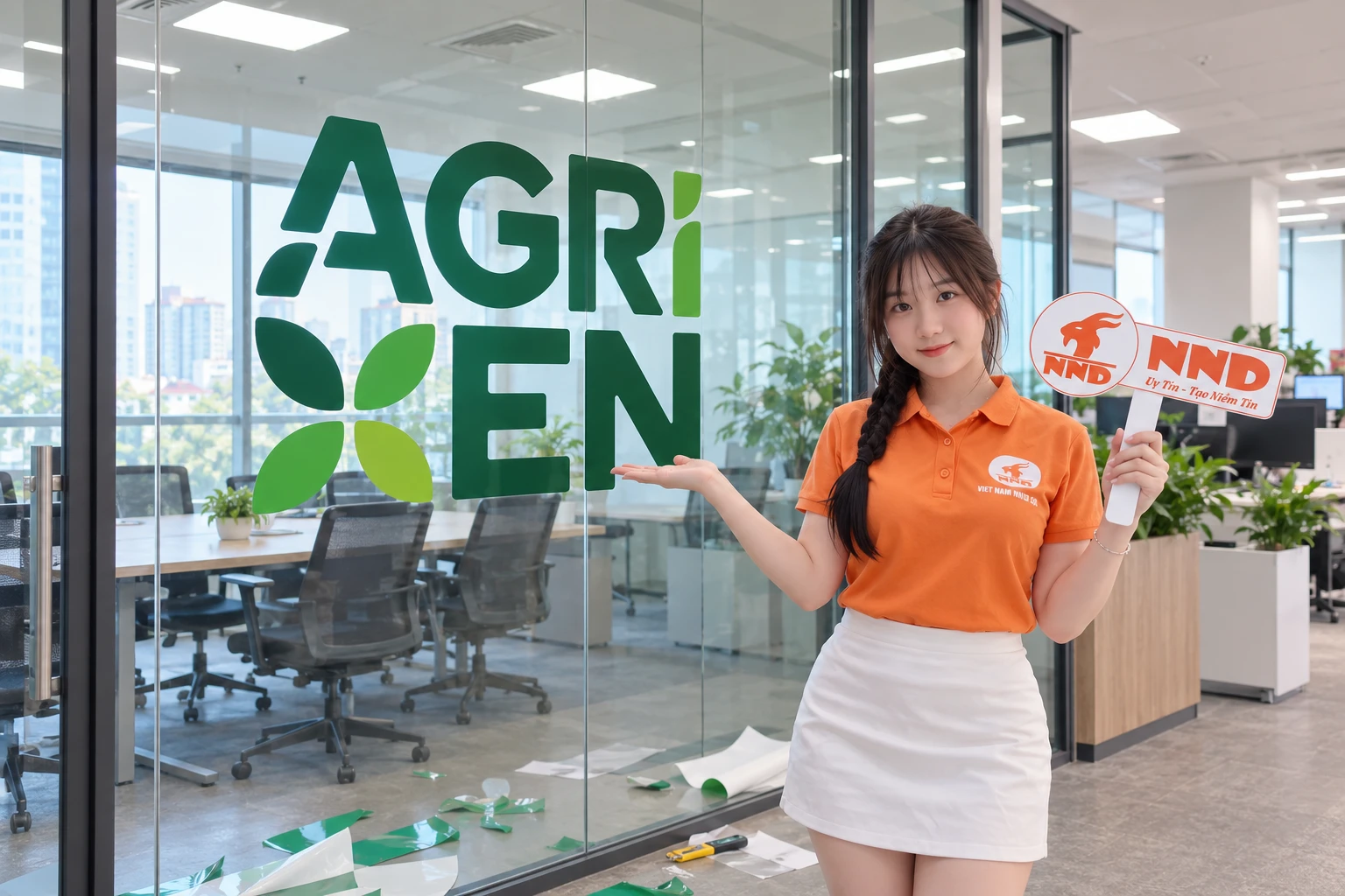 Thành phẩm cắt decal logo thực tế tại NND
