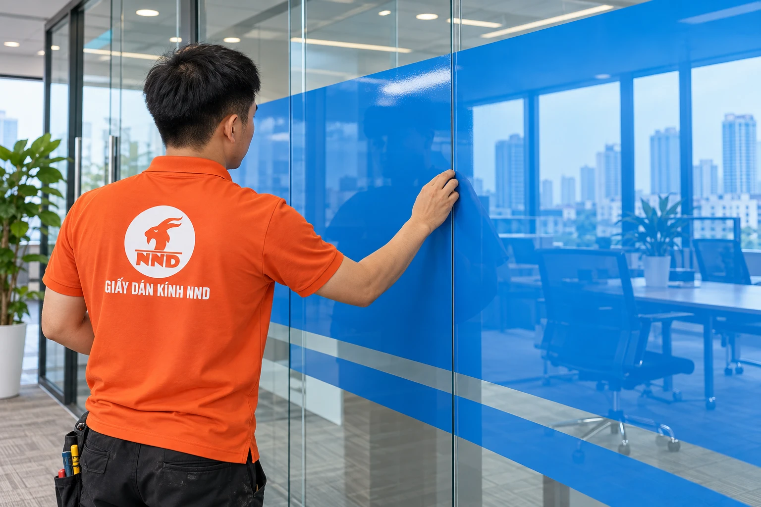 Hình ảnh thực tế cắt và thi công decal tại NND