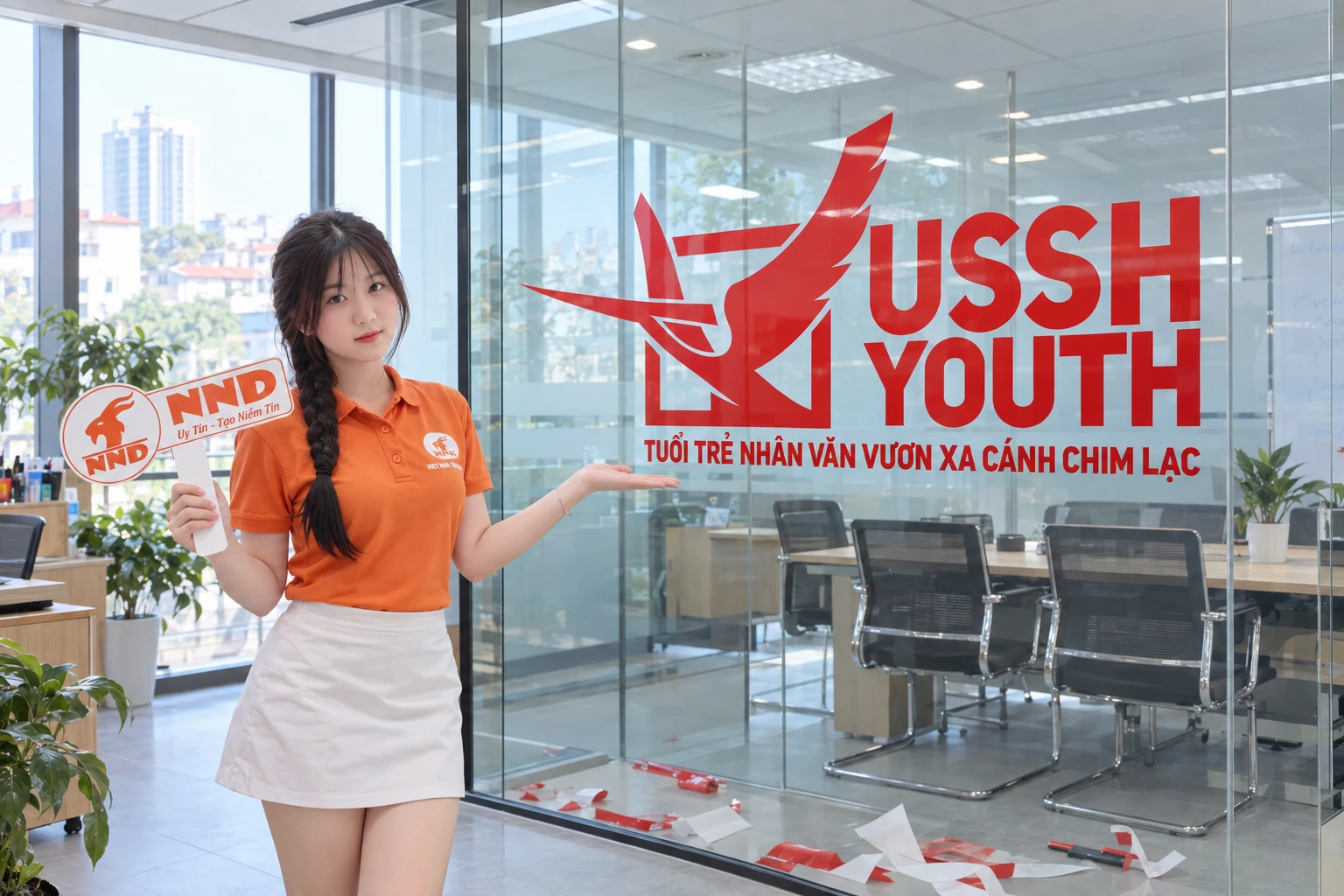 Thi công logo decal màu thực tế tại NND