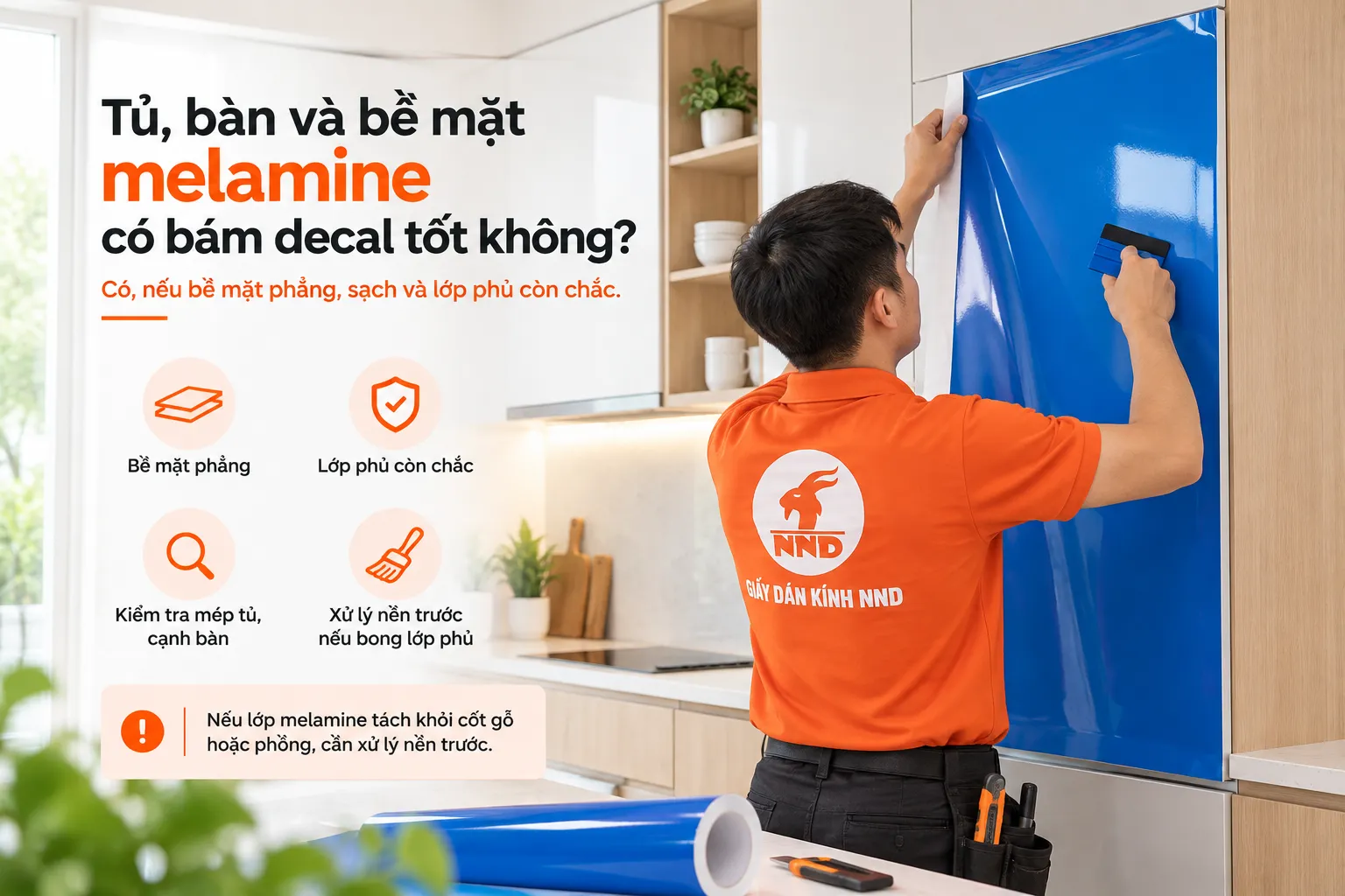 Decal màu trên tủ bàn và bề mặt melamine