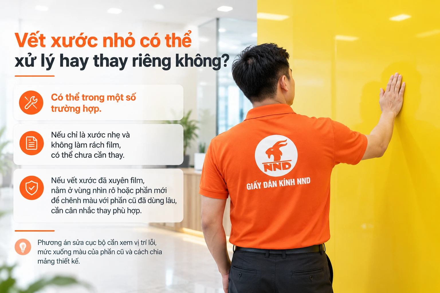 Vết xước nhỏ trên decal có thể cần xử lý hoặc thay cục bộ