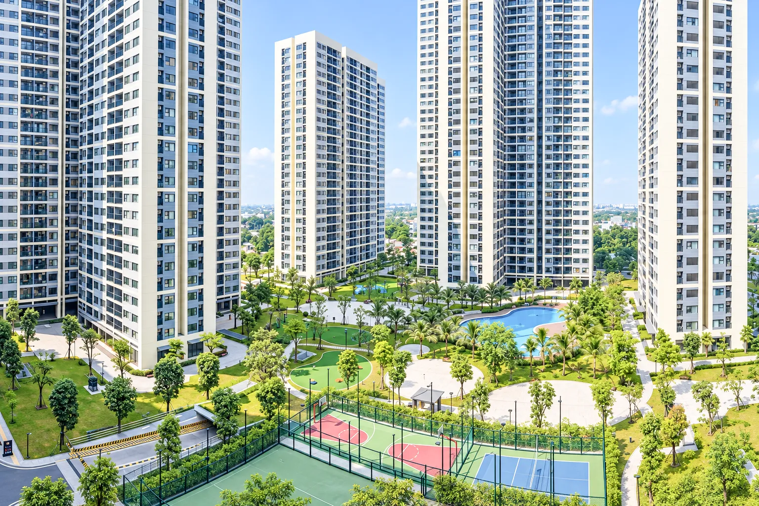 Toàn cảnh các tòa căn hộ và khu tiện ích tại Vinhomes Grand Park