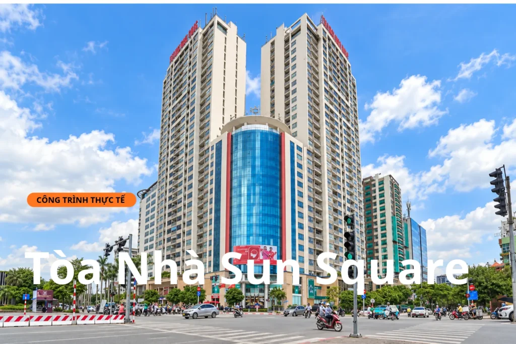 Ảnh bìa công trình dán phim cách nhiệt tòa nhà Sun Square của Giấy Dán Kính NND