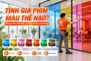 Infographic cách tính giá phim dán kính màu theo màu phim, kích thước, số lượng và nhu cầu thi công