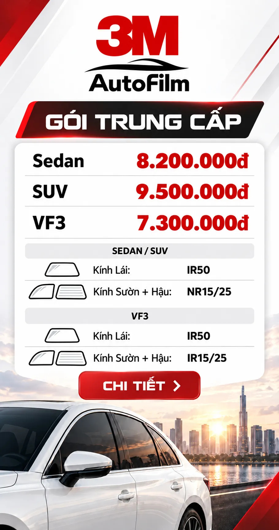 Gói Trung cấp 3M – phim cách nhiệt ô tô NND