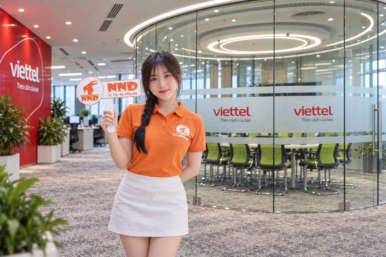 Cửa kính văn phòng Viettel sau khi dán decal mờ kẻ chỉ
