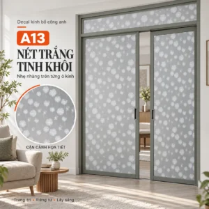 Giấy dán kính hình hoa bồ công anh mã A13 trên cửa kính nhiều cánh với ô phóng lớn hoa