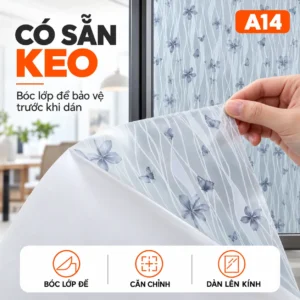 Bóc lớp đế của decal A14 hoa bướm có sẵn keo