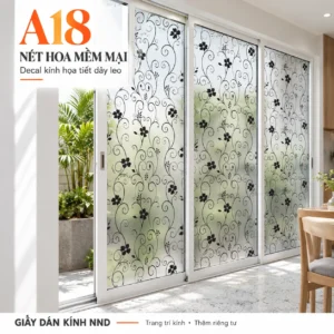 Giấy dán kính hoa dây đen A18 trên cửa kính nhiều cánh
