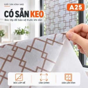Giấy dán kính ô vuông nâu A25 đang bóc lớp đế bảo vệ keo