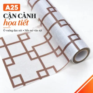 Giấy dán kính ô vuông nâu A25 cận cuộn với ô vuông đan và nền vân sợi