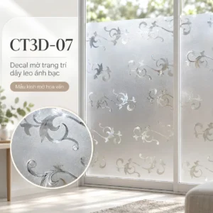 Cận cảnh họa tiết dây leo trắng trên decal kính CT3D-07