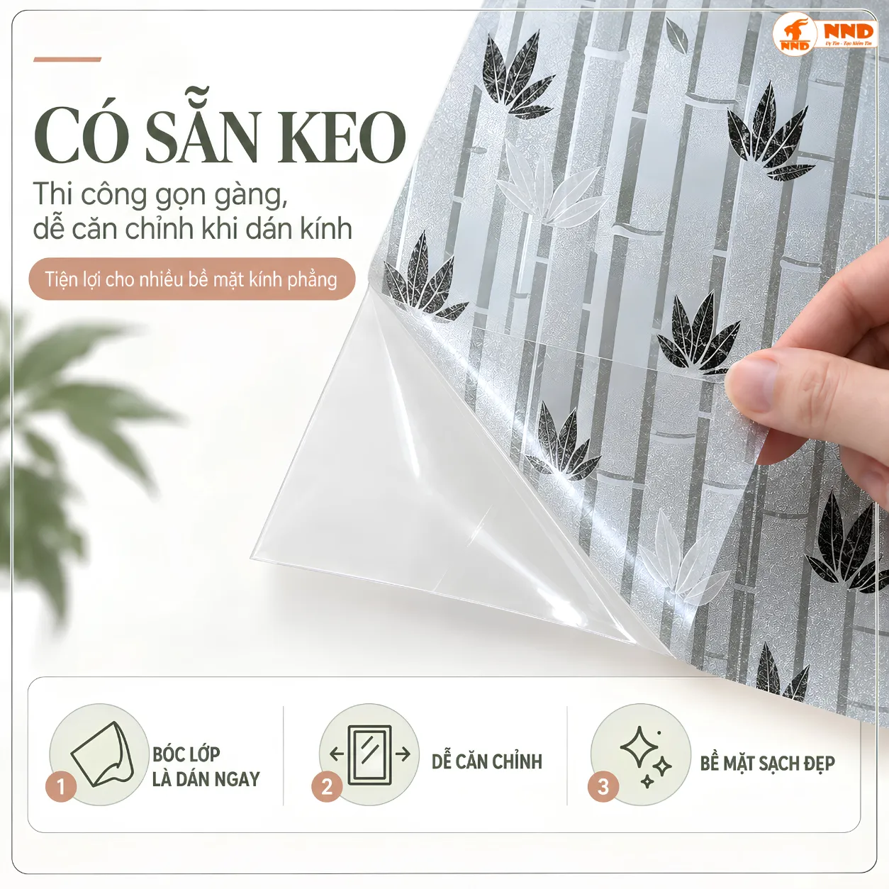 Giấy dán kính 3D CT3D-08 rặng trúc xanh