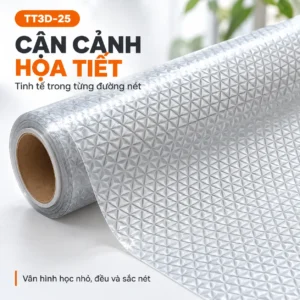 Cuộn decal TT3D-25 với các tam giác nhỏ ghép thành cụm sáu cánh lặp đều