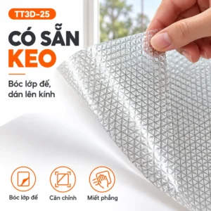 Tay bóc lớp đế của decal dán kính TT3D-25 có sẵn keo