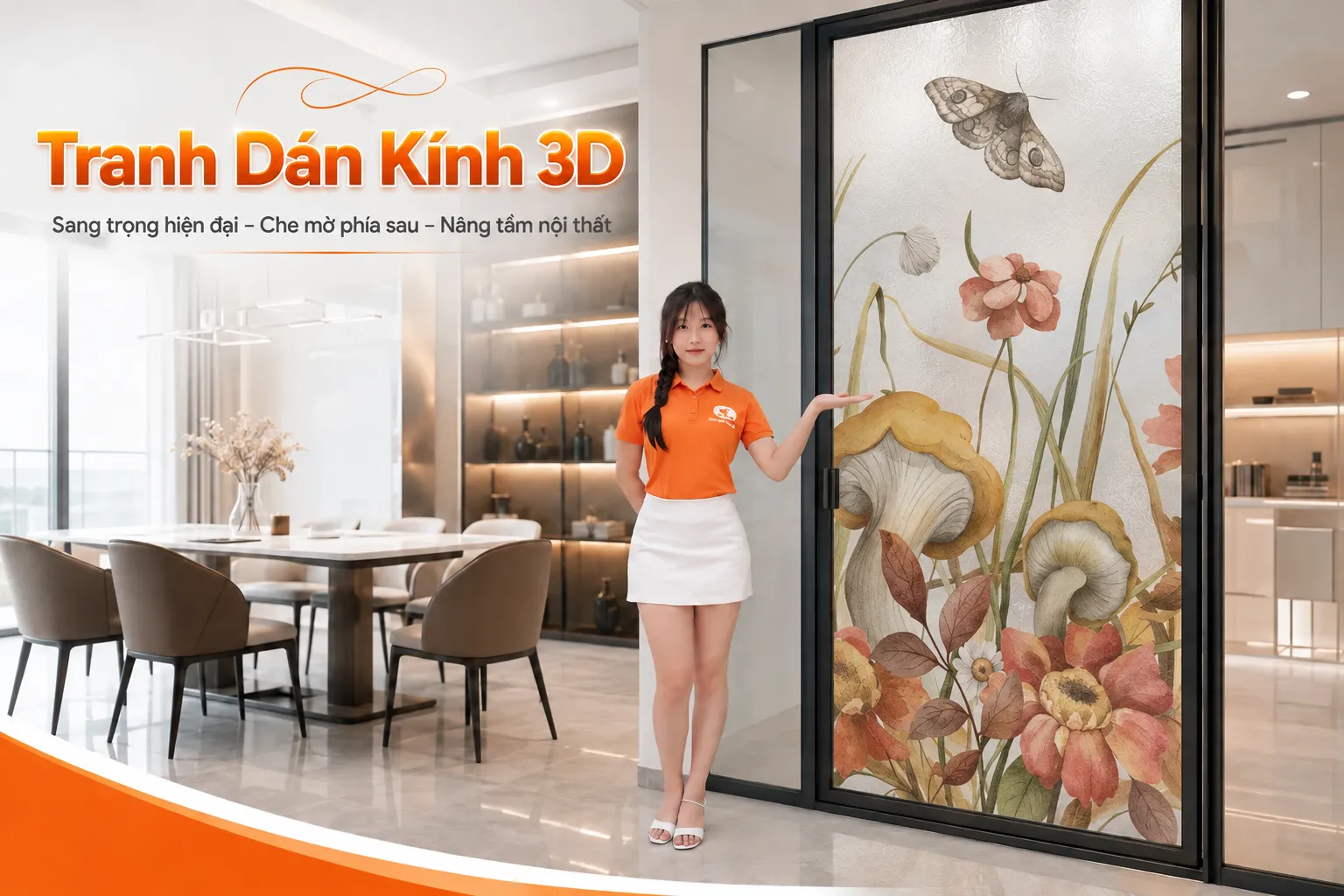 Tranh dán kính 3D cho nhà ở đẹp và riêng tư