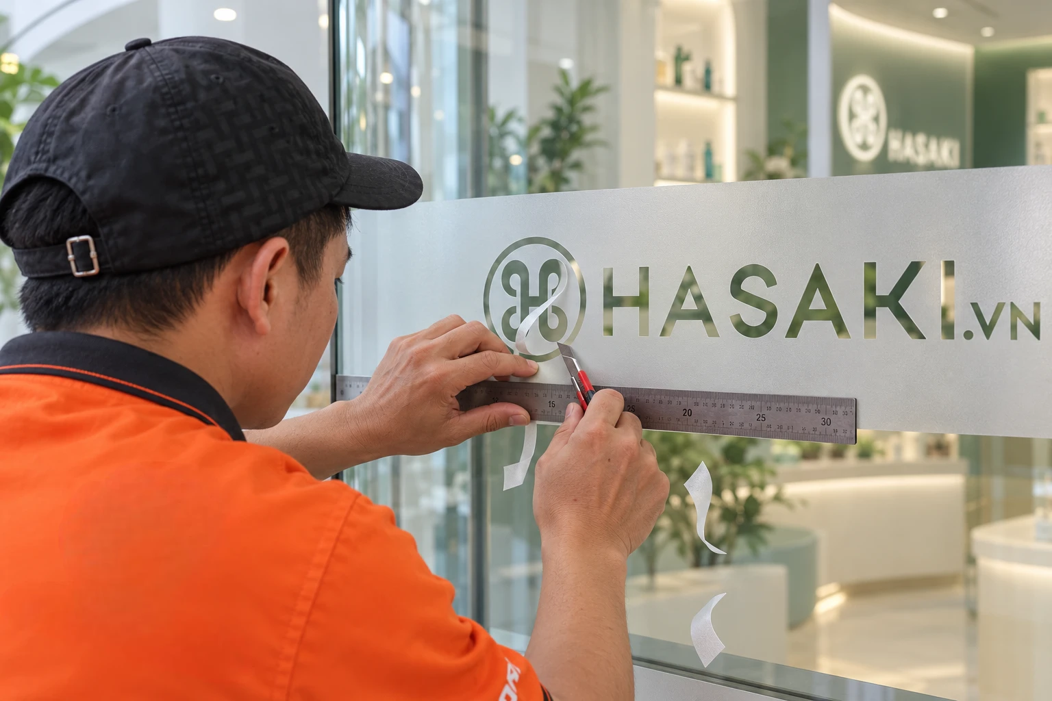 Decal mờ kính Hasaki Clinic & Spa hạn chế nhìn xuyên