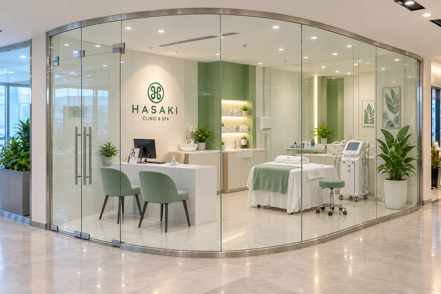 Decal mờ kính Hasaki Clinic & Spa giữ sáng cho khu spa