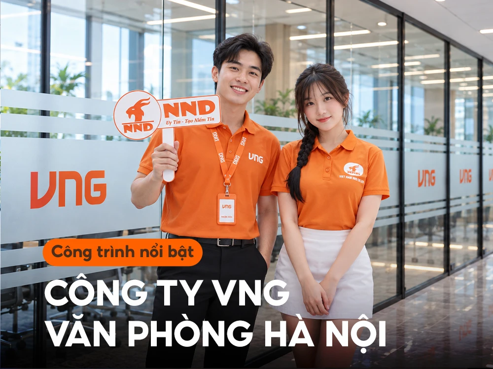 Dán decal mờ in logo VNG cho kính văn phòng