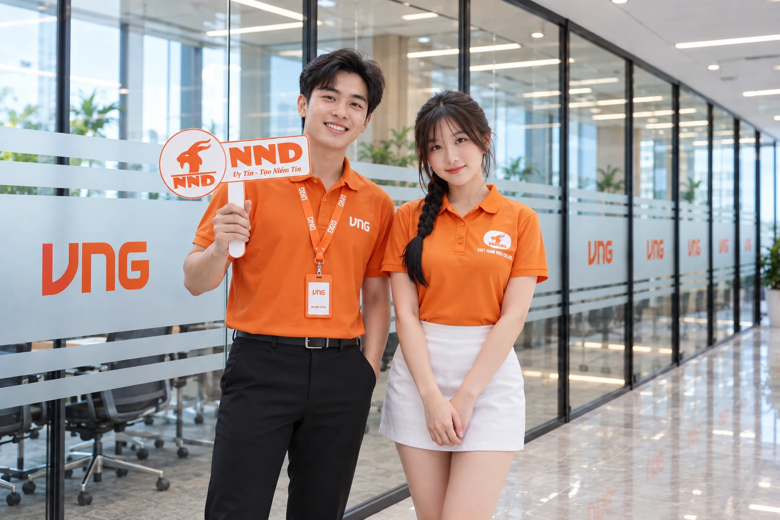 Decal mờ in logo VNG tăng nhận diện trên kính văn phòng