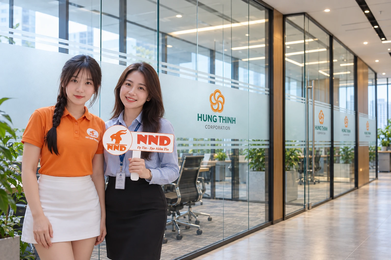 Hoàn thiện công trình decal mờ in logo Hưng Thịnh