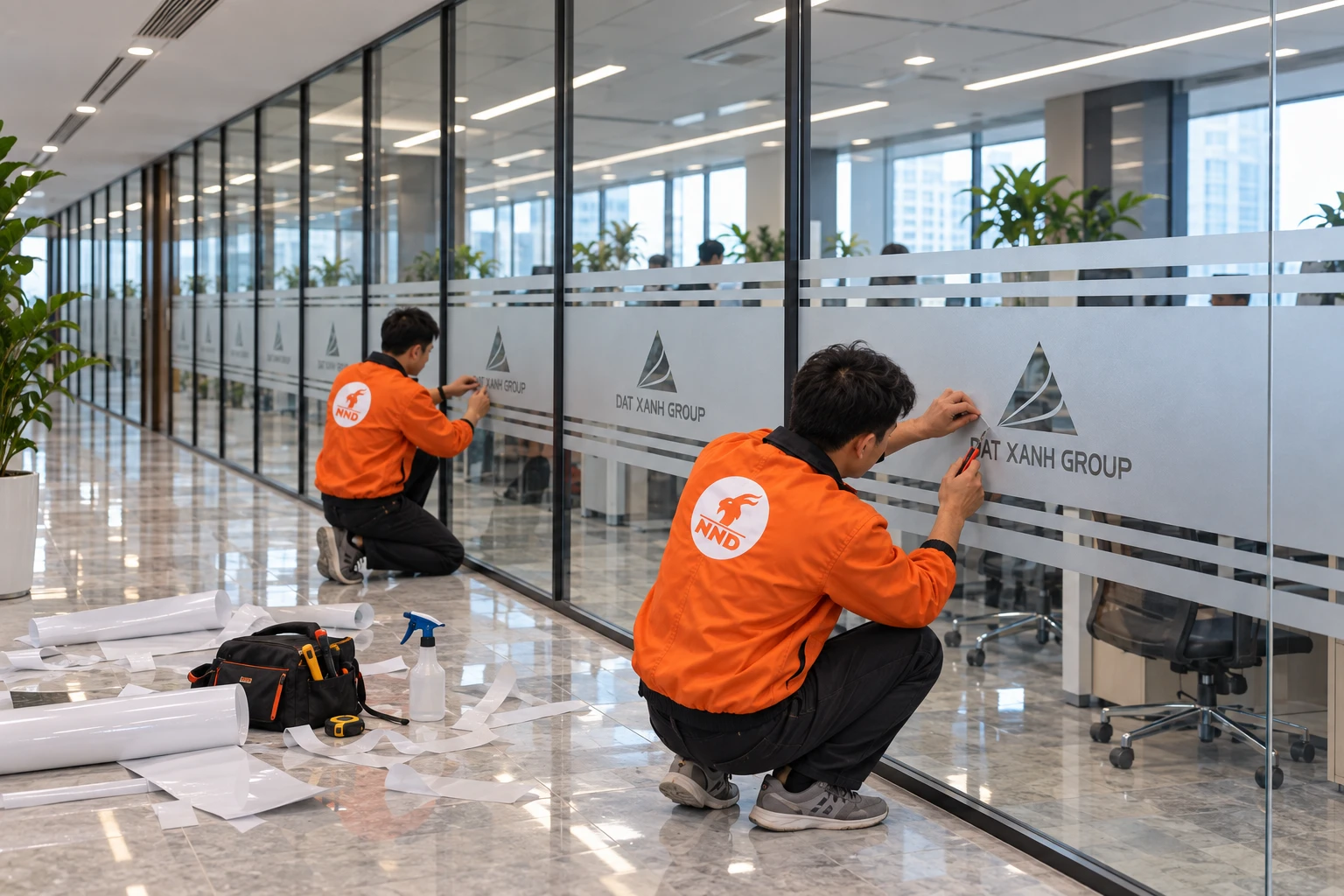 Kiểm tra đường cắt logo âm bản Đất Xanh Group