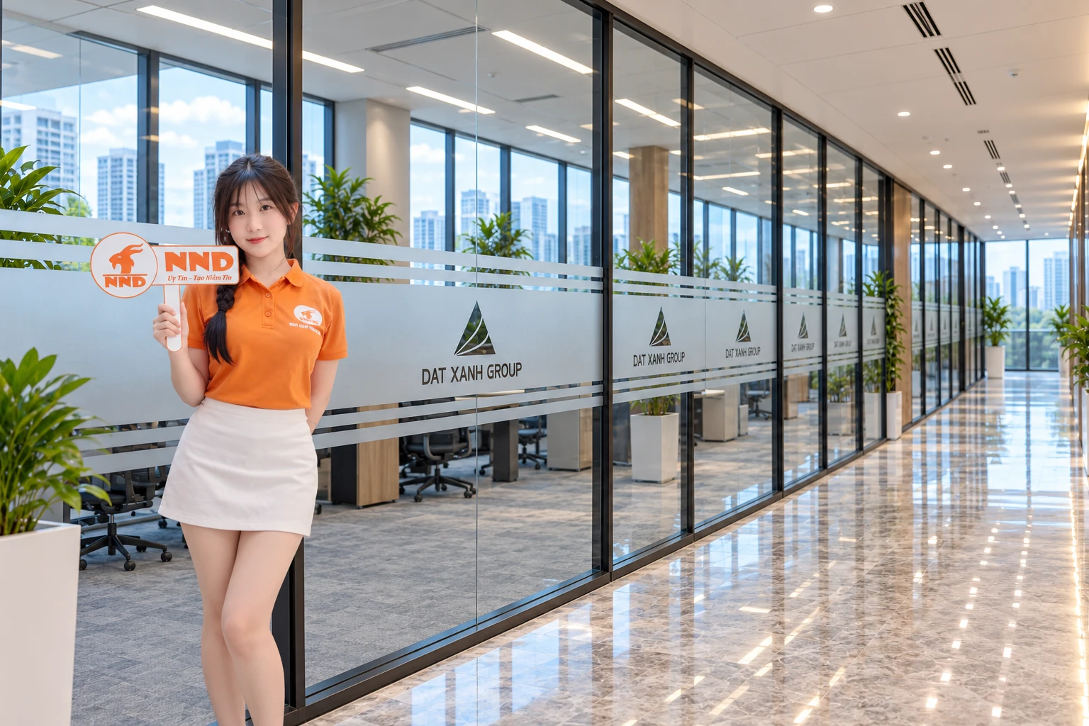 Kết quả decal mờ cắt logo âm bản Đất Xanh Group
