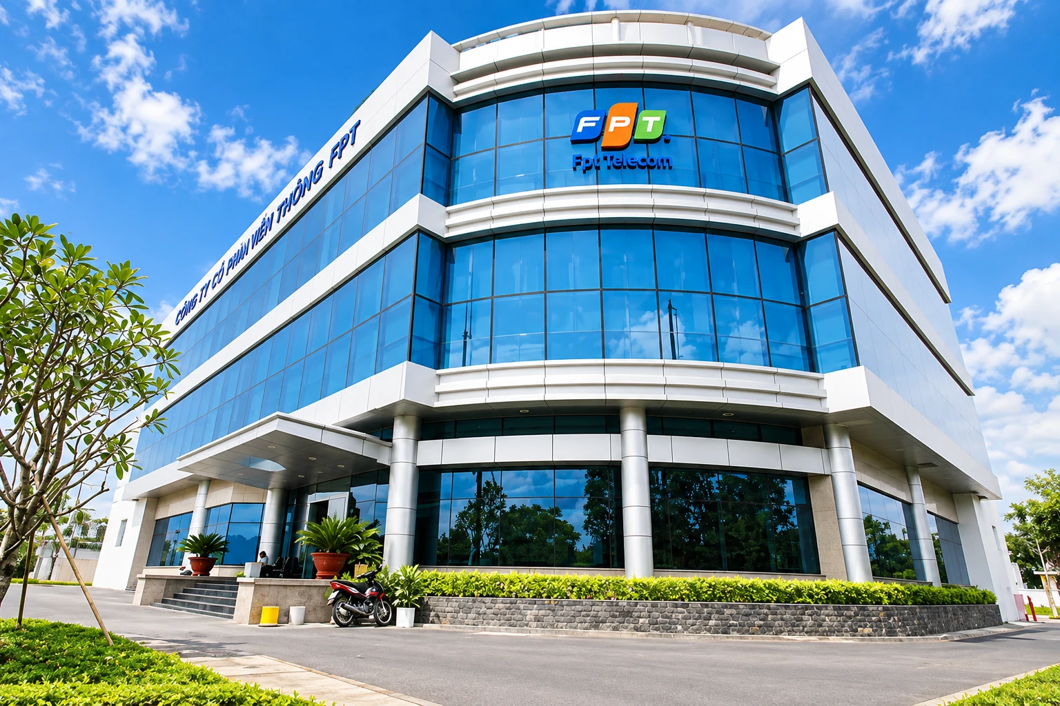 Decal mờ FPT Software tại lễ tân - hình ảnh công trình