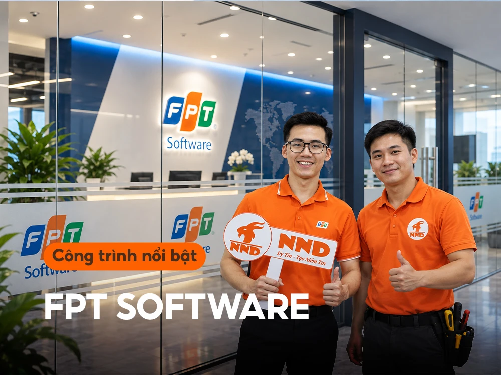 Decal mờ FPT Software tại lễ tân - ảnh đại diện công trình
