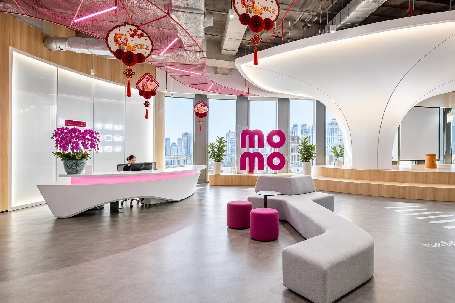 Công trình decal mờ kẻ chỉ văn phòng MoMo nhiều phòng họp